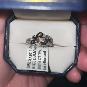 Sterling Silver with 18K plate Love Diamond ring.